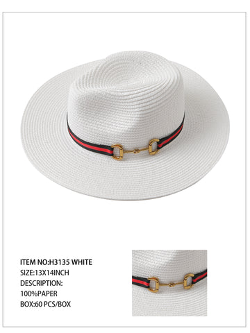 Vintage Ornament Fedora Hat-White