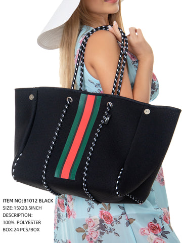 Neoprene Fashion Tote Bag - Black