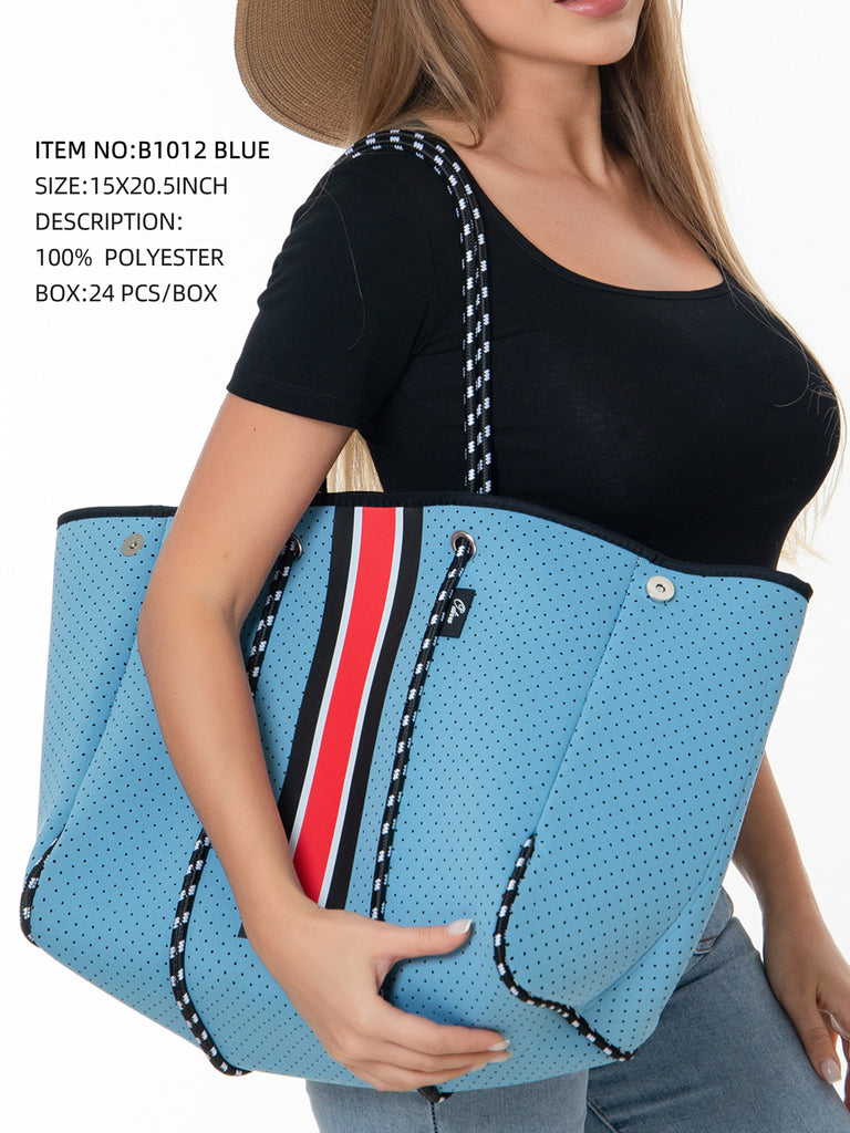 Neoprene Fashion Tote Bag - Blue