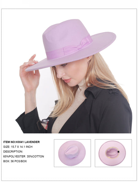 Ribbon Felt Fedora Hat - Lavender