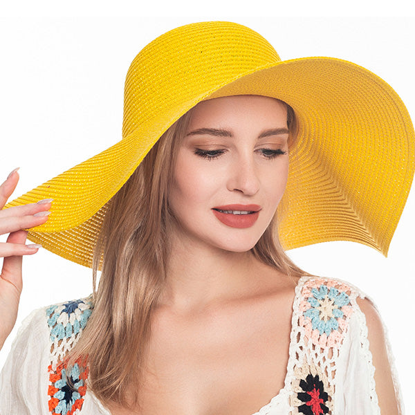 Floppy Foldable Beach Sun Hat-Mustard