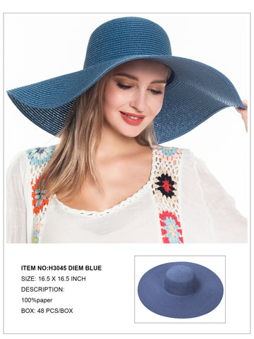 Floppy Foldable Beach Sun Hat-Denim Blue