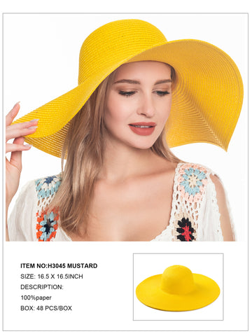 Floppy Foldable Beach Sun Hat-Mustard