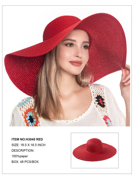 Floppy Foldable Beach Sun Hat-Red