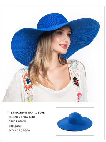 Floppy Foldable Beach Sun Hat-Royal Blue