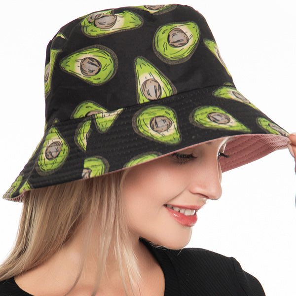 Avocado Print Bucket Hat-Black