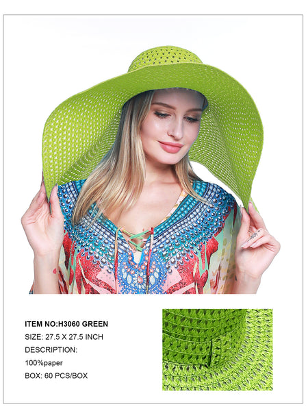 Oversized Wide Brim Hat-Green