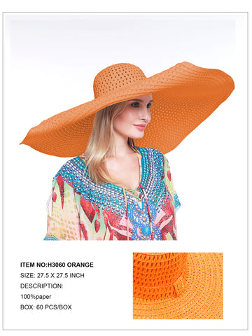 Oversized Wide Brim Hat-Orange