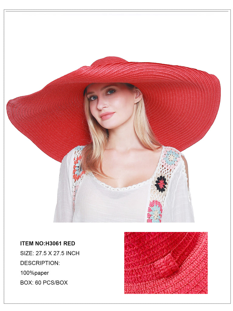 Oversized Wide Brim Hat-Red