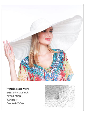 Oversized Wide Brim Hat-White