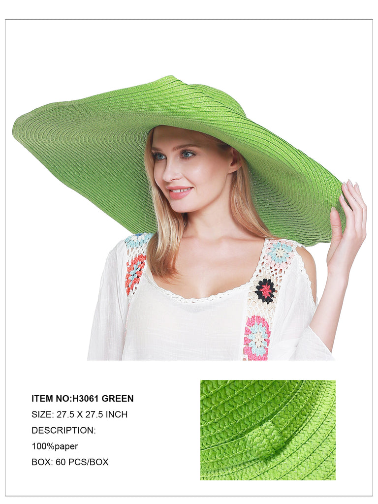 Oversized Wide Brim Hat-Green