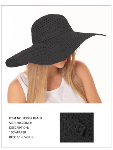 Wide Brim Sun Hat-Black