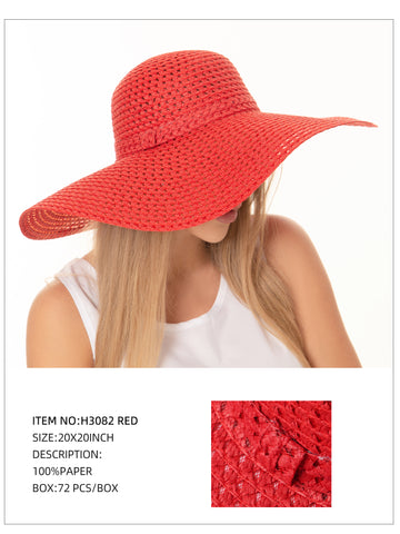 Wide Brim Sun Hat-Red