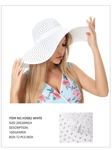Wide Brim Sun Hat-White