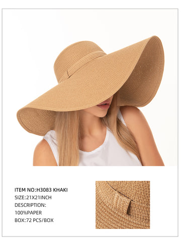 Wide Brim Straw Hat-Khaki