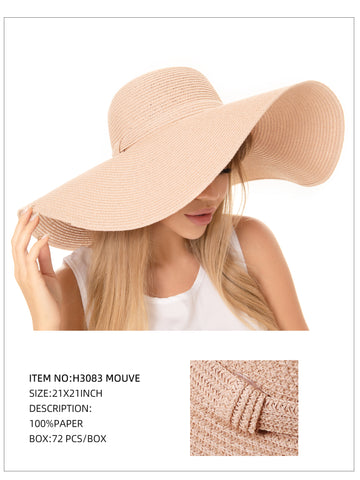 Wide Brim Straw Hat-Mouve