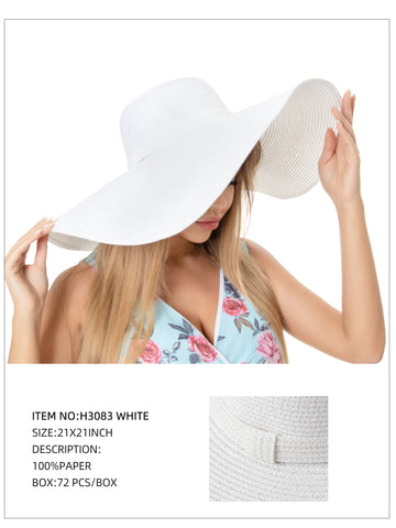 Wide Brim Straw Hat-White