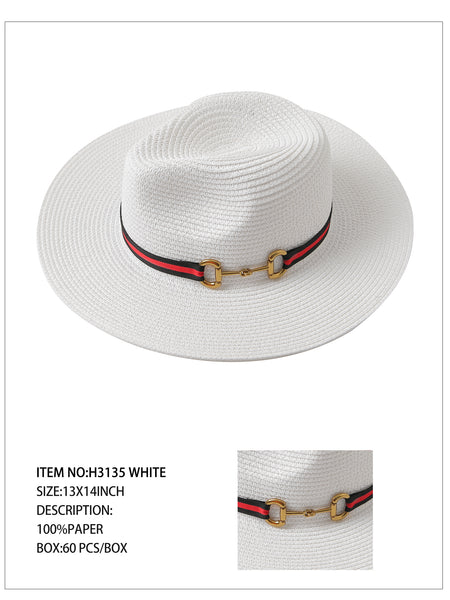 Vintage Ornament Fedora Hat-White