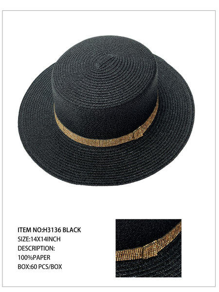 Rhinestone Band Hat -Black